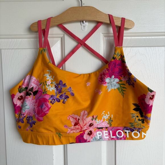 Peloton Saffron Yellow Floral Speed Up Sports Bra - Picture 2 of 5